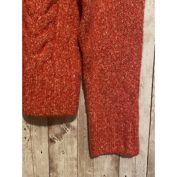 Women's L.L. Bean Wool Blend Button Up Collar Cardigan Cable Knit Sweater Medium - Picture 2 of 9